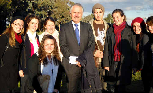 Gympie’s Bronte Baldwin (front) with fellow Make Poverty History ambassadors and former Opposition Leader Malcolm Turnbull in Canberra. Gympie’s Bronte Baldwin (front) with fellow Make Poverty History ambassadors and former Opposition Leader Malcolm Turnbull in Canberra.